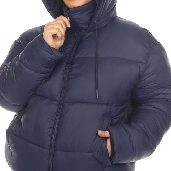 Plus Size Full Front Zip Hooded Bomber Puffer Coat - Picture 6 of 7